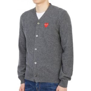 COMME des GARCONS PLAY Cardigan Red Emblem 'Grey' AZ-N008-051-3 sold by KicksCrew