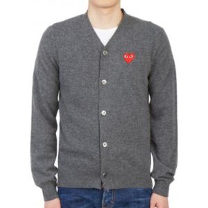 COMME des GARCONS PLAY Cardigan Red Emblem 'Grey' AZ-N008-051-3 sold by KicksCrew
