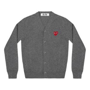 COMME des GARCONS PLAY Cardigan Red Emblem 'Grey' AZ-N008-051-3 sold by KicksCrew