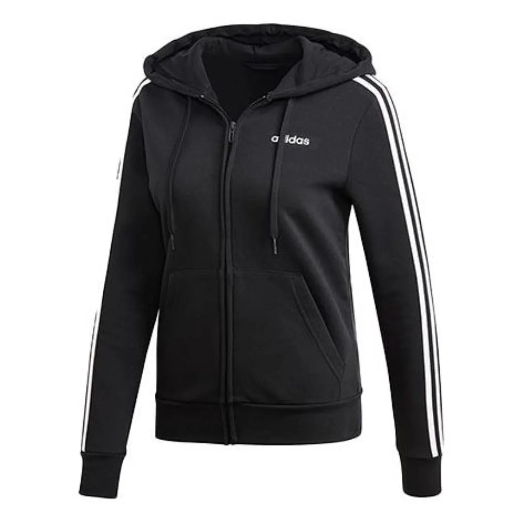 (WMNS) adidas Essentials 3-Stripes Fleece Hoodie Asia Sizing 'Black White' DP2412 sold by KicksCrew