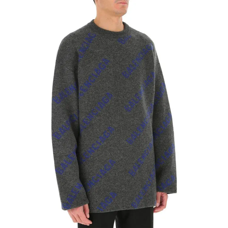 Balenciaga Intarsia Knit Logo Jumper 'Dark Grey' 623283T15671035 sold by KicksCrew product image thumbnail 4