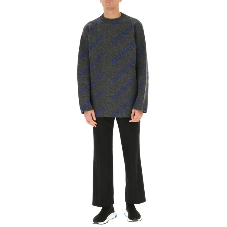 Balenciaga Intarsia Knit Logo Jumper 'Dark Grey' 623283T15671035 sold by KicksCrew product image thumbnail 3