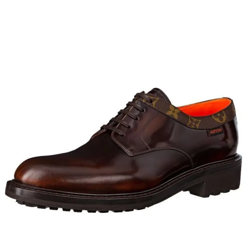 LOUIS VUITTON Voltaire Derby Shoes 'Brown with Monogram Colar' 1A8Y3Z sold by KicksCrew