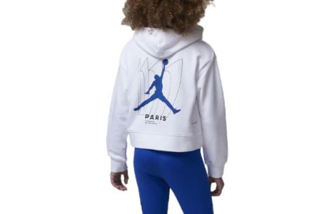 (GS) Air Jordan x Paris Saint-Germain Fleece Pullover Hoodie 'White' FB0150-100 sold by KicksCrew