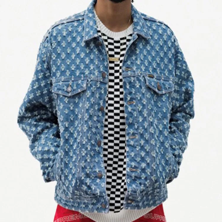 Supreme Hole Punch Denim Trucker Jacket 'Teal White' SUP-SS20-597 sold by KicksCrew product image thumbnail 3