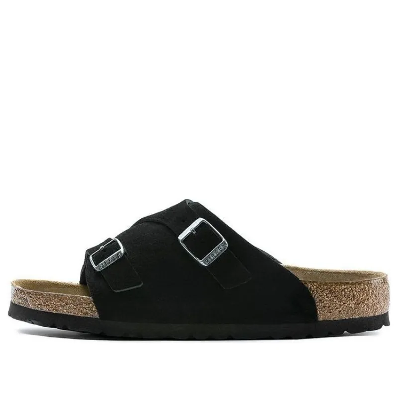 Birkenstock Zrich Soft Footbed Suede Leather Sandals 'Black' 1009528 sold by KicksCrew