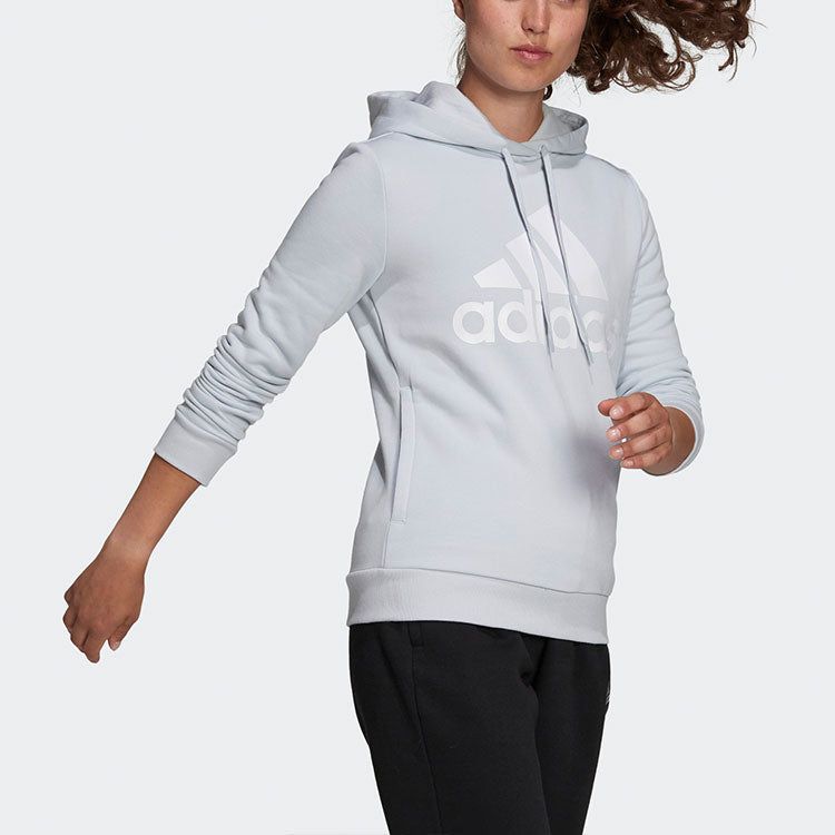 (WMNS) Adidas Loungewear Essentials Logo Fleece Hoodie 'Grey' H07890 sold by KicksCrew product image thumbnail 2