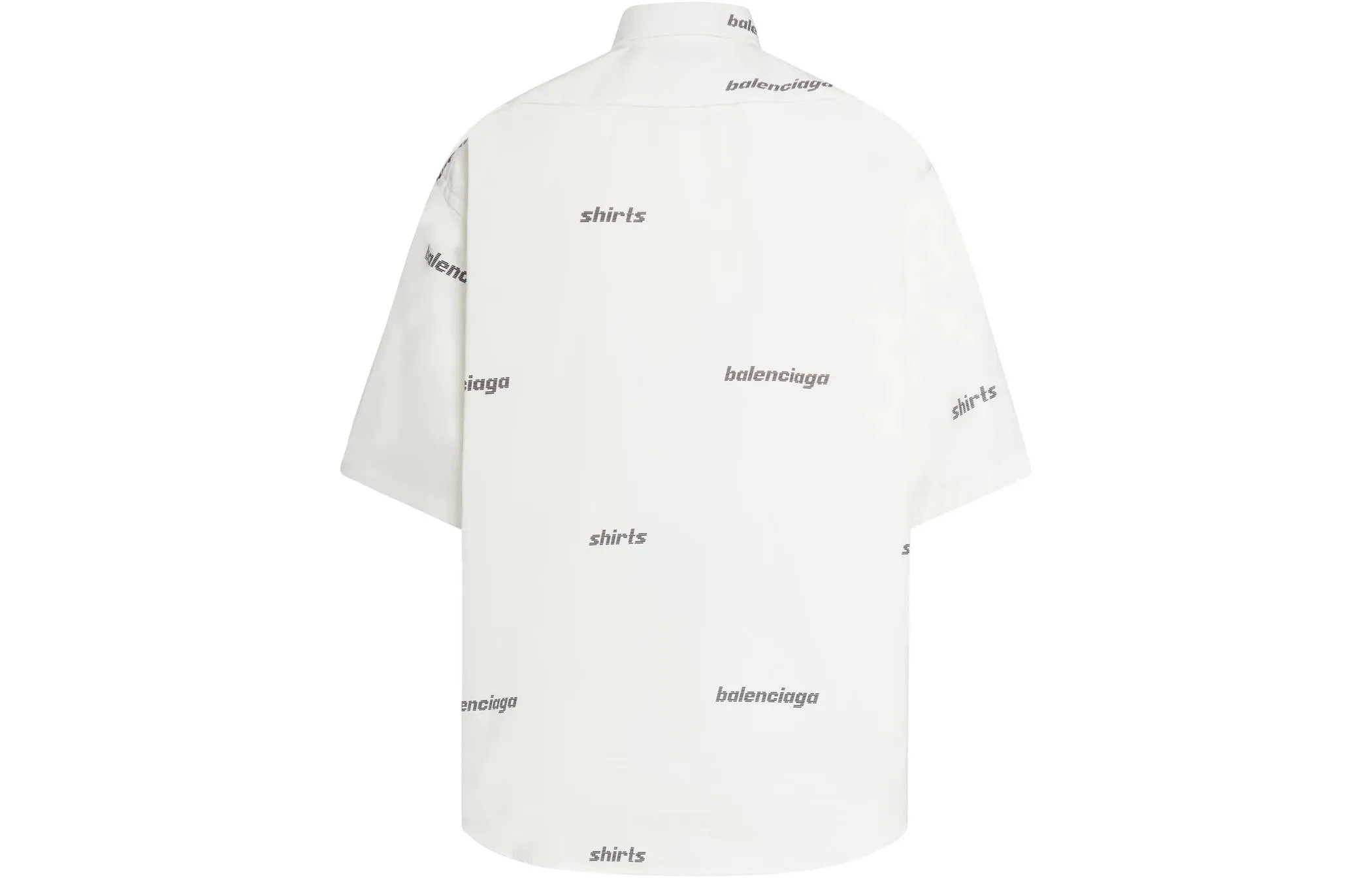 Balenciaga All Over Logo Short Sleeve Shirt 'White Black' 681702TOL659040 sold by KicksCrew product image thumbnail 2