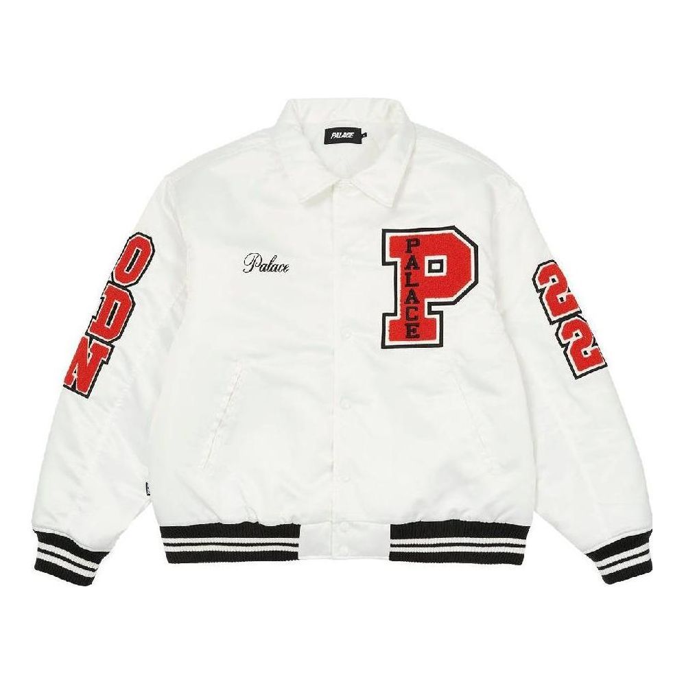 Palace FW22 SSatin Varsity Jacket 'White' P23JK024 sold by KicksCrew
