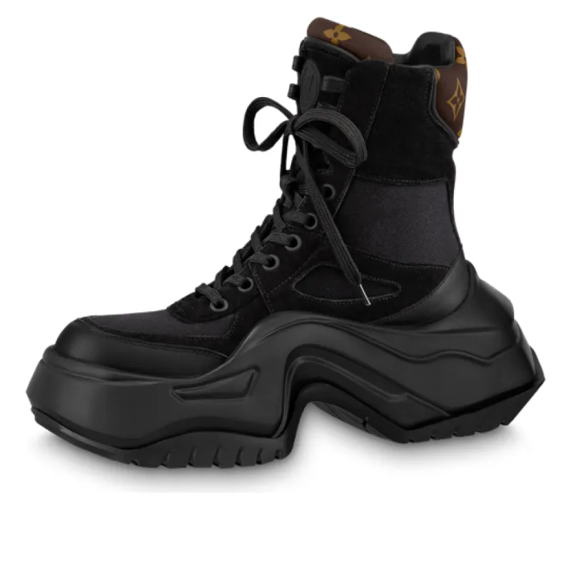 (WMNS) LOUIS VUITTON Archlight 2.0 Platform Ankle Sneakers 'Black with Brown Monogram' 1ABI0Z sold by KicksCrew