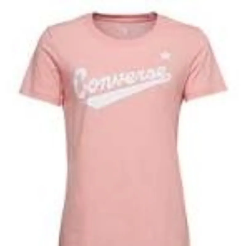 (WMNS) Converse Center Front Logo T-Shirt 'Pink White' 10018268-A02 sold by KicksCrew