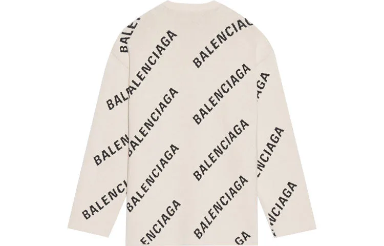 Balenciaga All Over Logo Crewneck Wool Knit Sweater 'White' 657401T32009054 sold by KicksCrew product image thumbnail 2