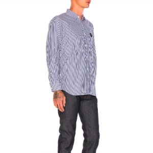 COMME des GARCONS PLAY Black Emblem Striped Button Down 'Blue' AZ-B008-051-1 sold by KicksCrew