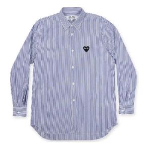 COMME des GARCONS PLAY Black Emblem Striped Button Down 'Blue' AZ-B008-051-1 sold by KicksCrew