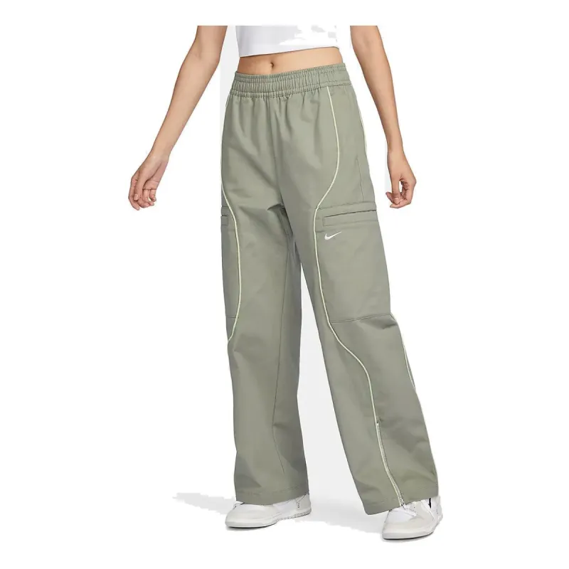 (WMNS) Nike Sportswear High Waist Woven Trousers 'Light Olive' FN1950-053 sold by KicksCrew