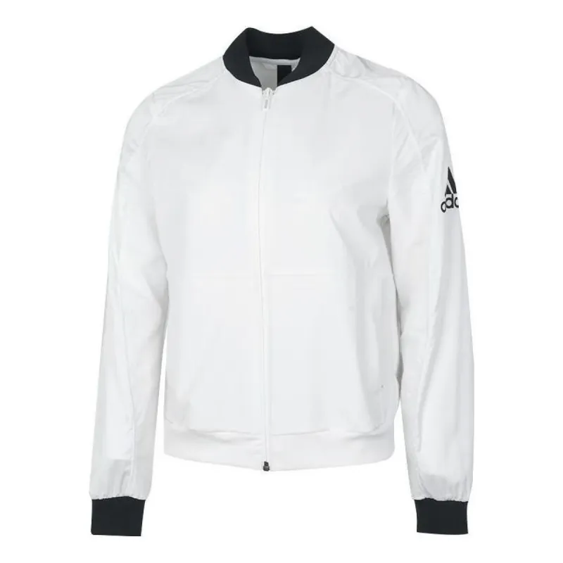 (WMNS) Adidas Fleece Bomber Jackets 'White Black' GP0616 sold by KicksCrew
