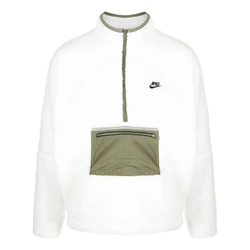 Nike Club Fleece Half-Zip Anorak Plush Jacket 'White Olive' DQ4880-133 sold by KicksCrew