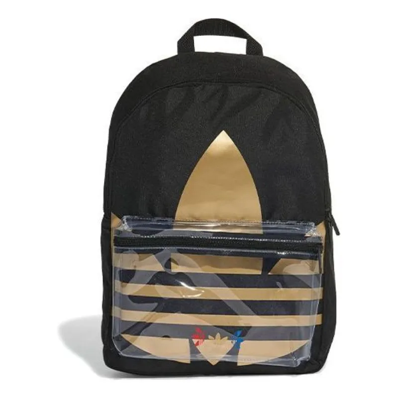 Black originals Adicolor Large Trefoil Classic Backpack 'Black Gold Metallic' FT8913 sold by KicksCrew