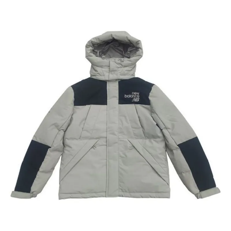 New Balance Windproof Hooded Down Jacket 'Grey Black' AMJ24377-PAA sold by KicksCrew
