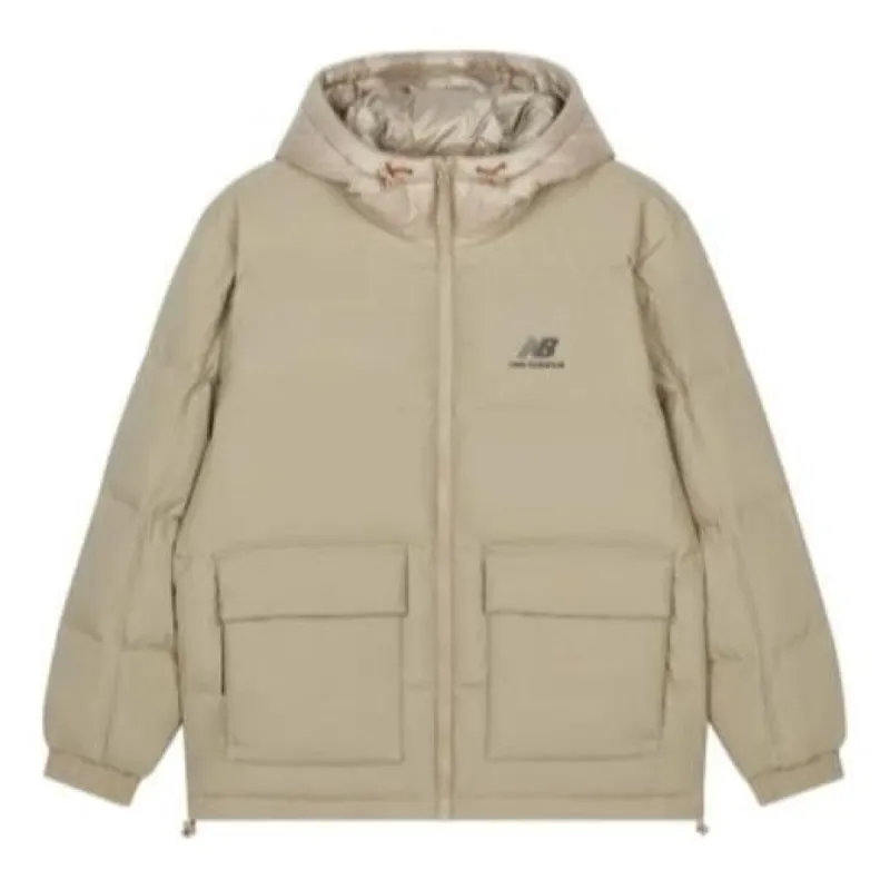 New Balance Warm Hooded Casual Down Jacket 'Beige' AMJ24358-TWD sold by KicksCrew