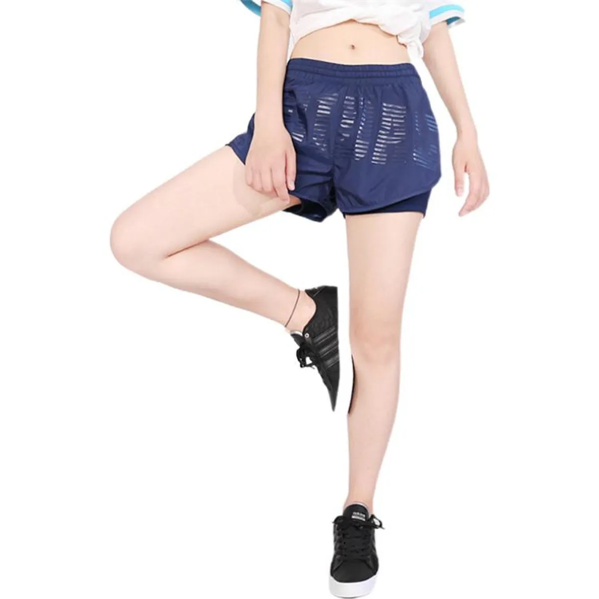 (WMNS) adidas Straight-Leg Sports Woven Shorts 'Blue' BK5146 sold by KicksCrew product image thumbnail 3