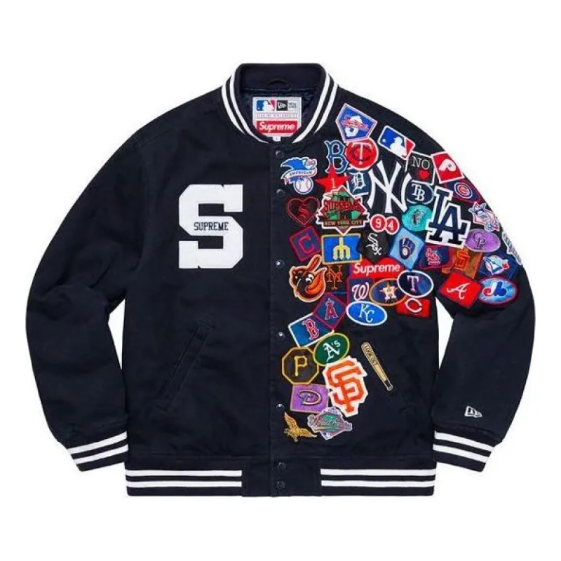Supreme x New Era x MLB Varsity Jacket 'Black Multi-Color' SUP-SS20-573 sold by KicksCrew