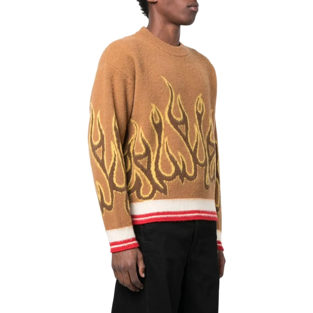 Palm Angels FW22 Flames Intarsia Crew Knit 'Yellow' PMHE043F22KNI0016418 sold by KicksCrew product image thumbnail 3