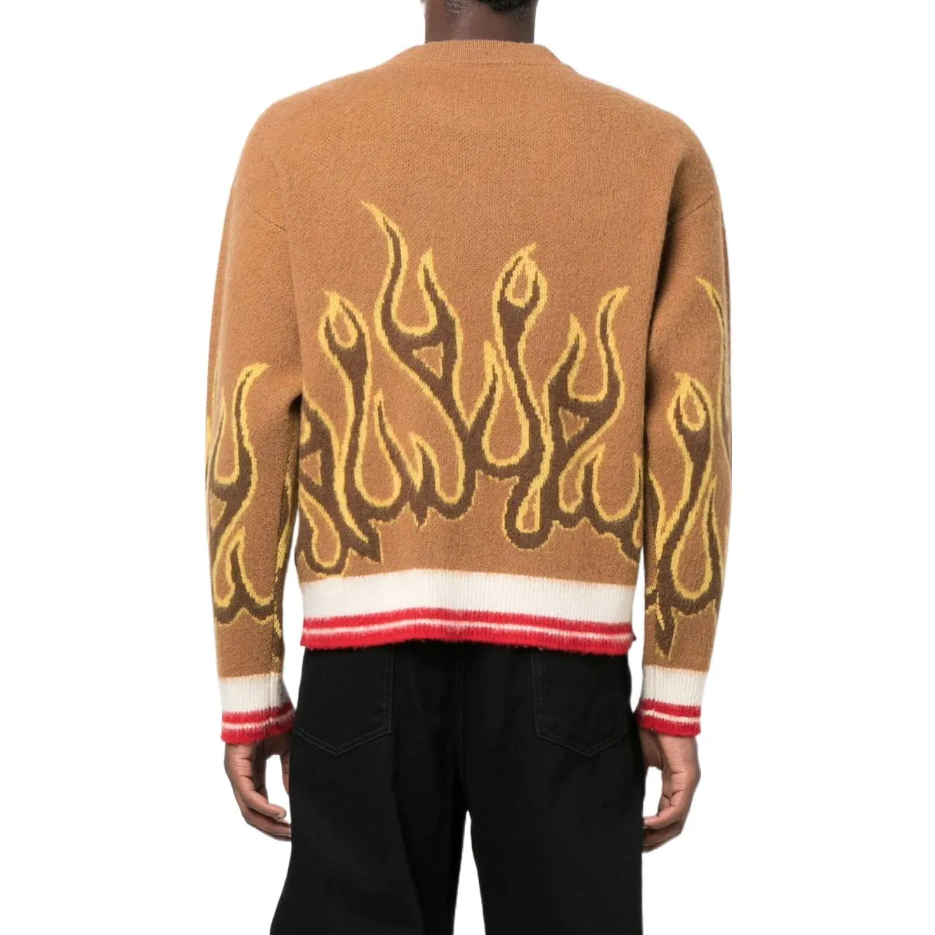 Palm Angels FW22 Flames Intarsia Crew Knit 'Yellow' PMHE043F22KNI0016418 sold by KicksCrew product image thumbnail 2