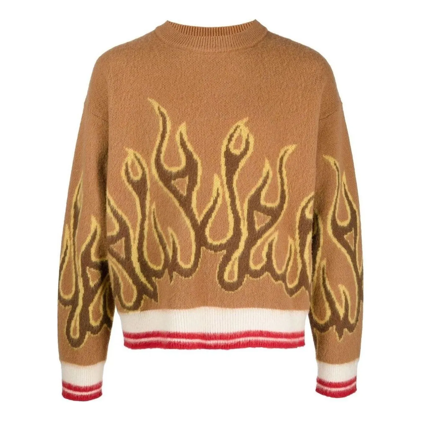 Palm Angels FW22 Flames Intarsia Crew Knit 'Yellow' PMHE043F22KNI0016418 sold by KicksCrew