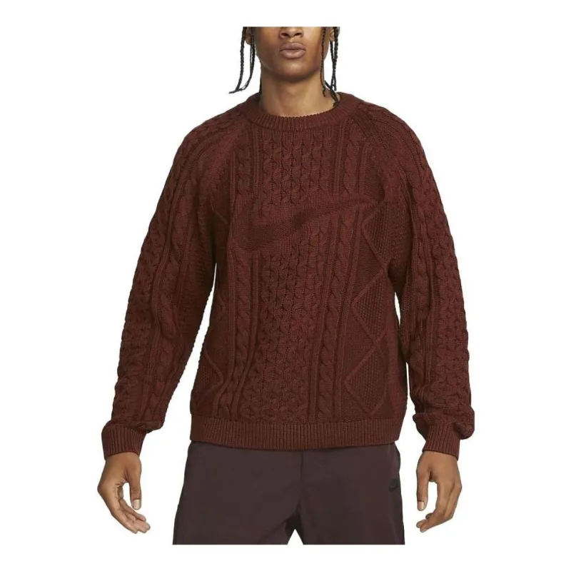 Nike Life Cable Knit Sweater 'Burgundy' DQ5176-217 sold by KicksCrew