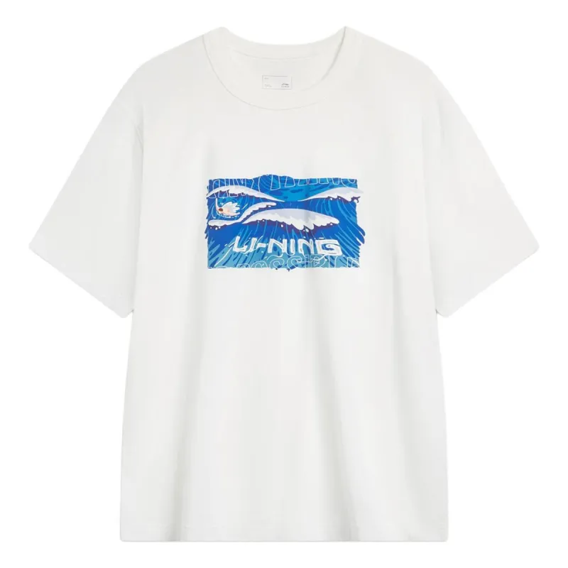 Li-Ning Wave Graphic T-shirt 'White' AHSU295-1 sold by KicksCrew