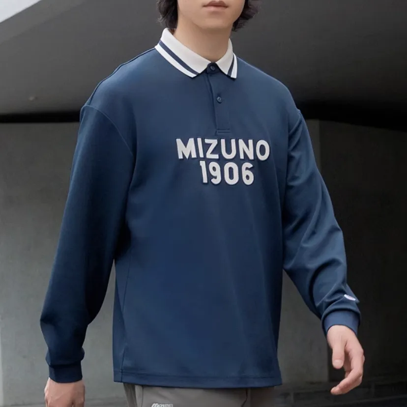 Mizuno Heritage Long Sleeve Polo Shirt 'Navy' D2CA36H2 sold by KicksCrew product image thumbnail 4