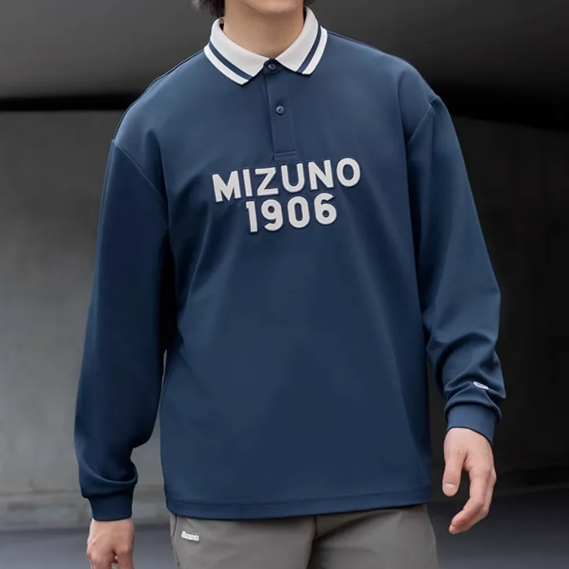 Mizuno Heritage Long Sleeve Polo Shirt 'Navy' D2CA36H2 sold by KicksCrew product image thumbnail 3
