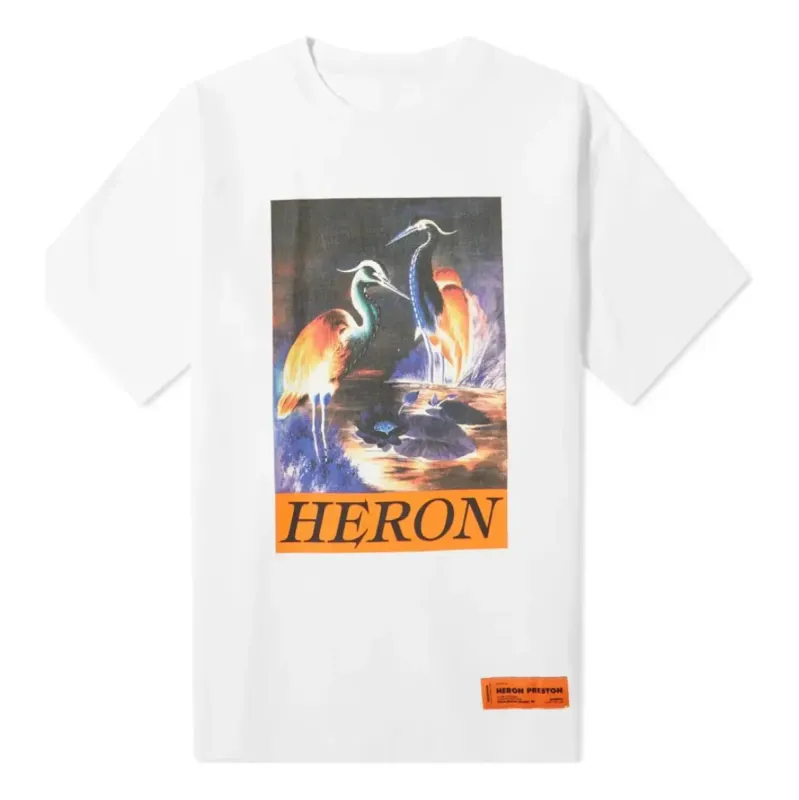 HERON PRESTON Heron Times Regular T-shirt 'White' HMAA020F20JER0020120 sold by KicksCrew