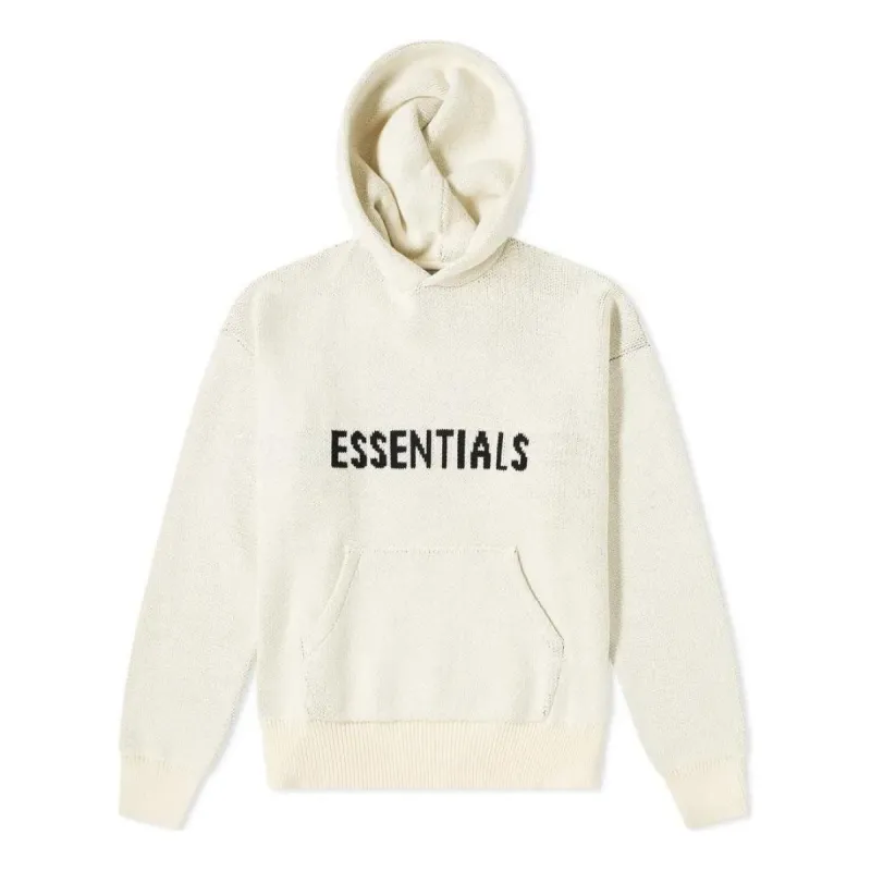 Fear of God Essentials FW21 Knit Logo Hoodie 'Buttercream' FOG-FW21-1229 sold by KicksCrew