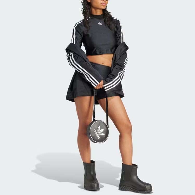 WMNS) adidas originals 3-Stripes Cropped Long Sleeve Tee