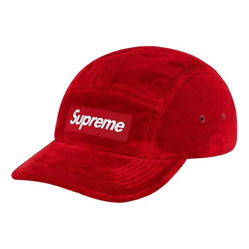 Supreme Velvet Camp Cap 'Red White' SUP-FW20-197 sold by KicksCrew