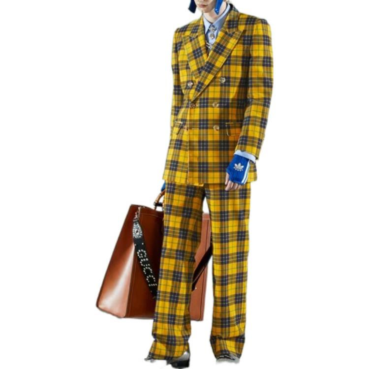 Gucci Straight-Leg Checked Tartan Cotton Pant 'Yellow Blue' 714622-ZAKSH-7088 sold by KicksCrew product image thumbnail 5