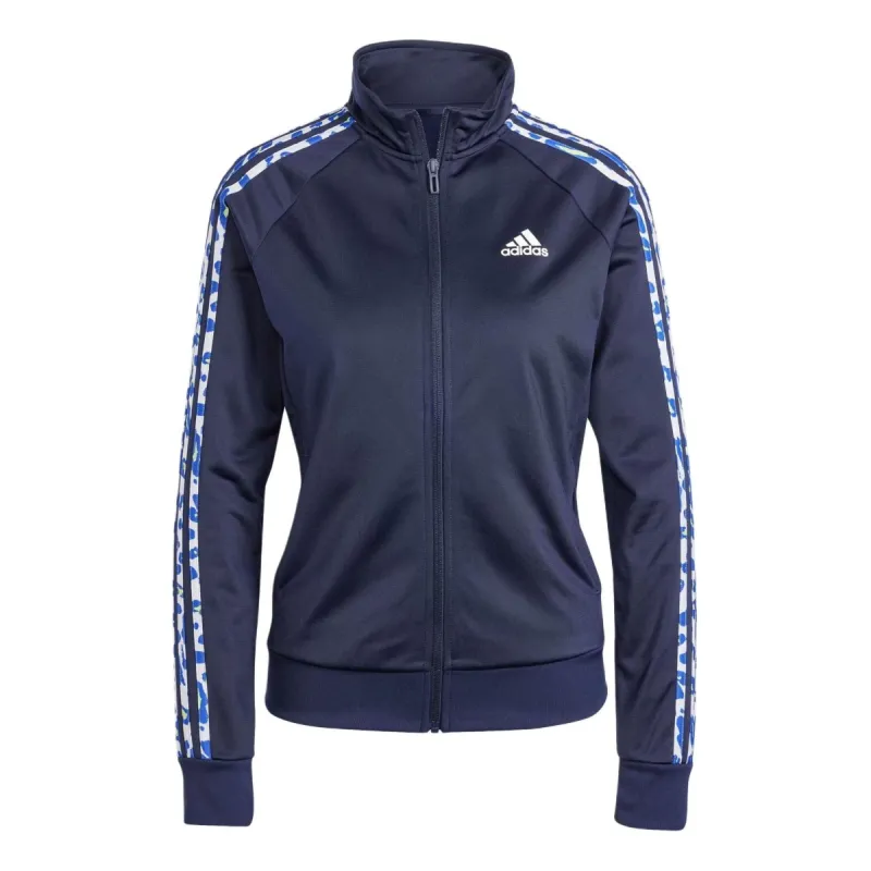 (WMNS) adidas Essentials Animal Print Tricot 3-Stripes Track Jacket 'Navy' IR9320 sold by KicksCrew