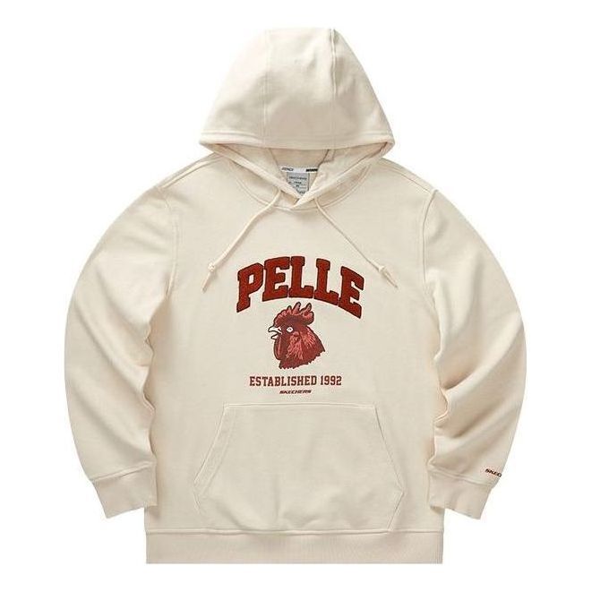 Skechers Letter Printed Long Sleeve Hoodie 'Beige Red' L422M027-029Y sold by KicksCrew