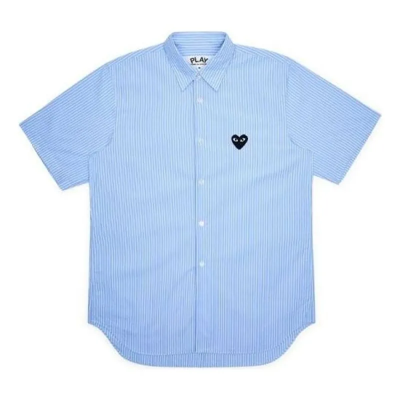 COMME des GARCONS PLAY Striped Shirt Black Emblem 'Blue' AZ-B022-051-1 sold by KicksCrew