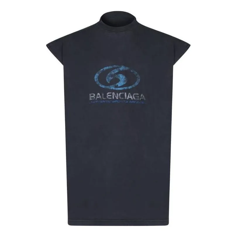 Balenciaga Surfer Sleeveless T-shirt 'Black Blue' 767844TPVM31412 sold by KicksCrew