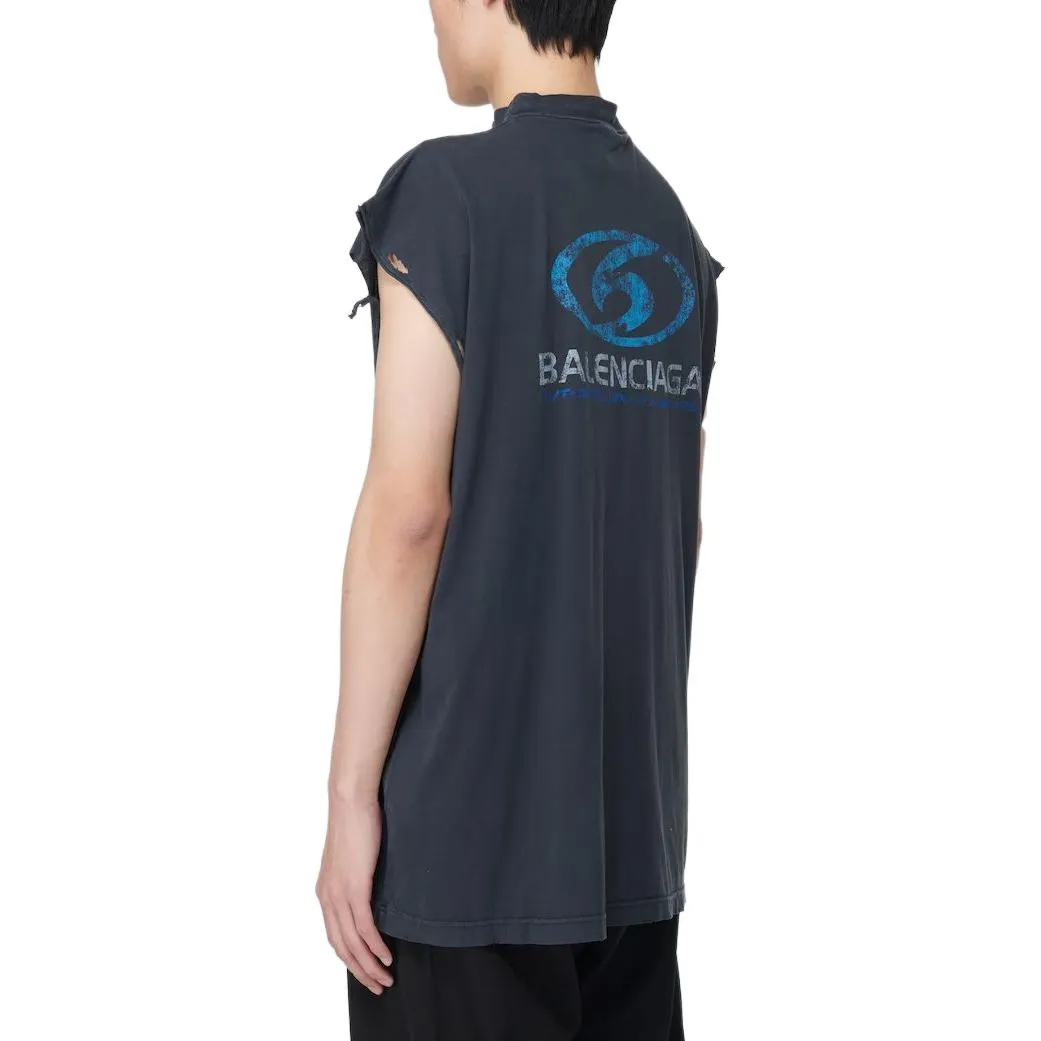 Balenciaga Surfer Sleeveless T-shirt 'Black Blue' 767844TPVM31412 sold by KicksCrew product image thumbnail 3