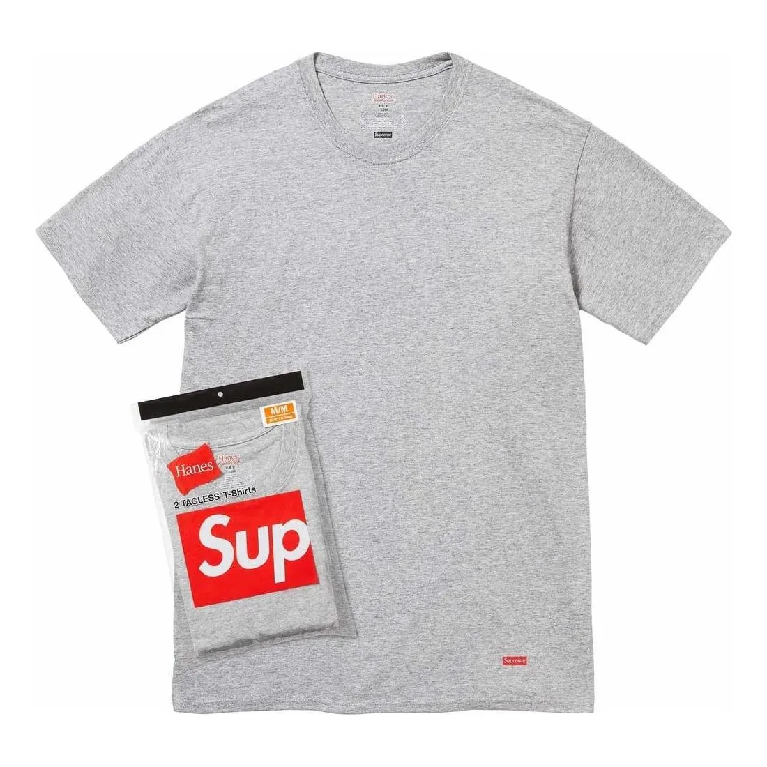 Supreme x Hanes Tagless T-Shirt (2 Pack) 'Grey' SUP-SS24-013 sold by KicksCrew