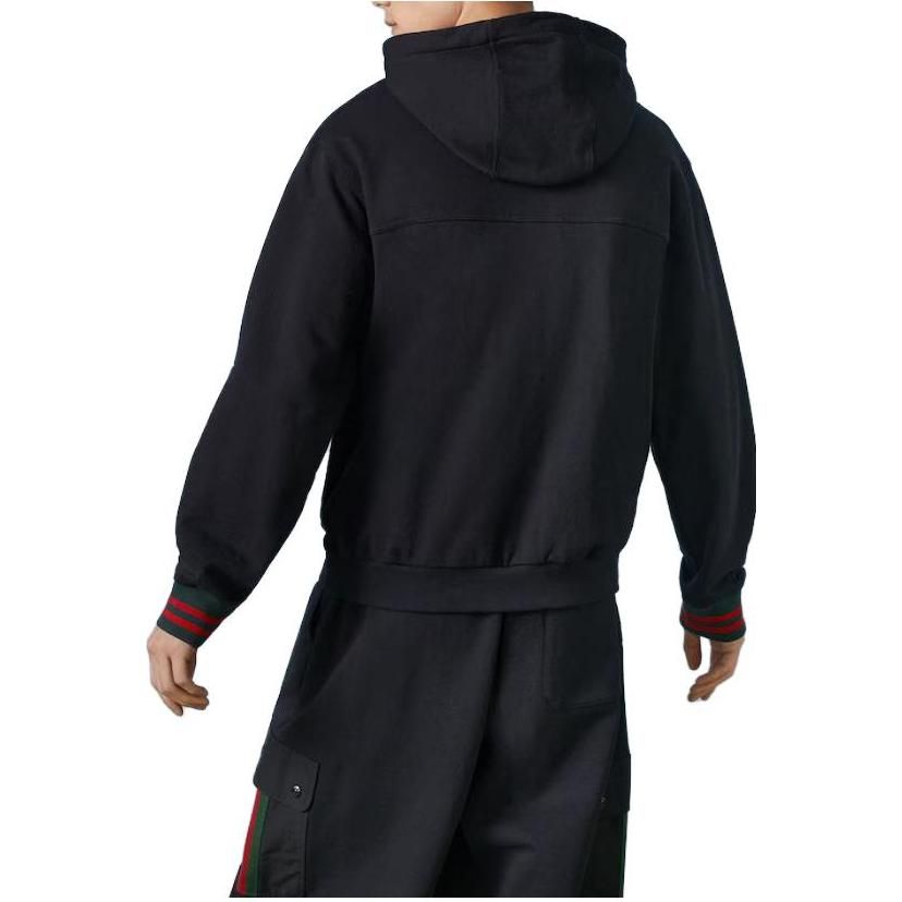 Gucci Cotton Jersey Hooded Jacket With Web 'Black' 752187-XJFQV-1043 sold by KicksCrew product image thumbnail 3