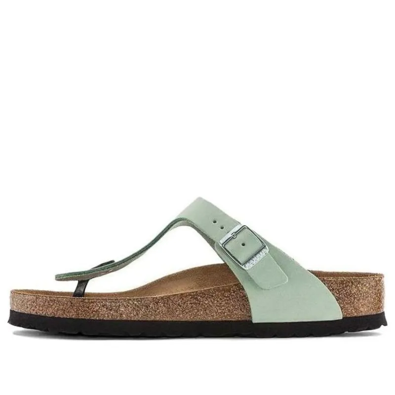 Birkenstock Gizeh Soft Footbed Nubuk Leather Narrow Fit Sandals 'Matcha' 1024062 sold by KicksCrew