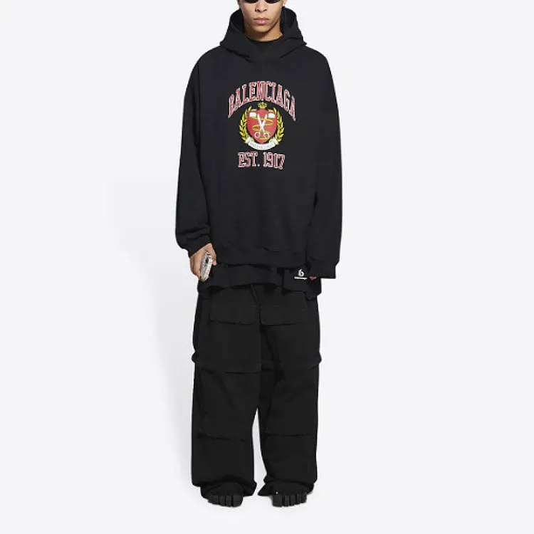 Balenciaga Est. 1917 College Logo Print Hoodie Wide Fit 'Black' 674986TLV901076 sold by KicksCrew product image thumbnail 3