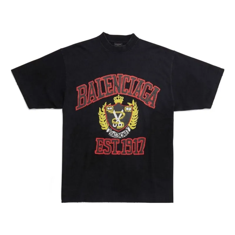 Balenciaga Est. 1917 Crest Logo T-shirt 'Black' 739784TOVK11055 sold by KicksCrew