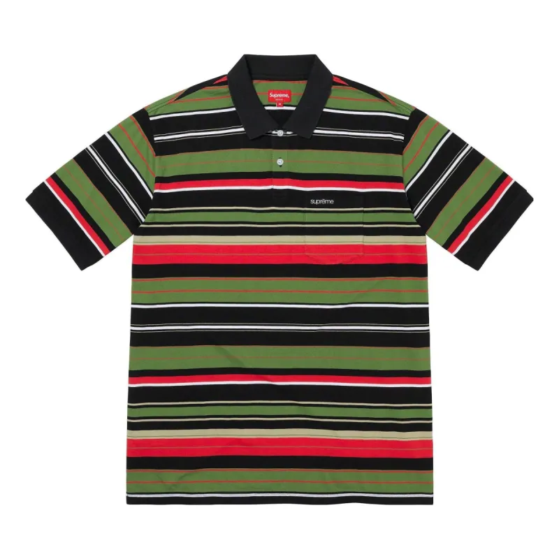 Supreme Multi Stripe Polo Shirt 'Black Green Red' SUP-SS23-041 sold by KicksCrew