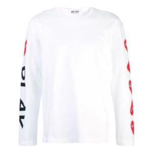COMME des GARCONS PLAY L/S Printed Logos T-Shirt 61 'White' P1-T262-B21-1 sold by KicksCrew